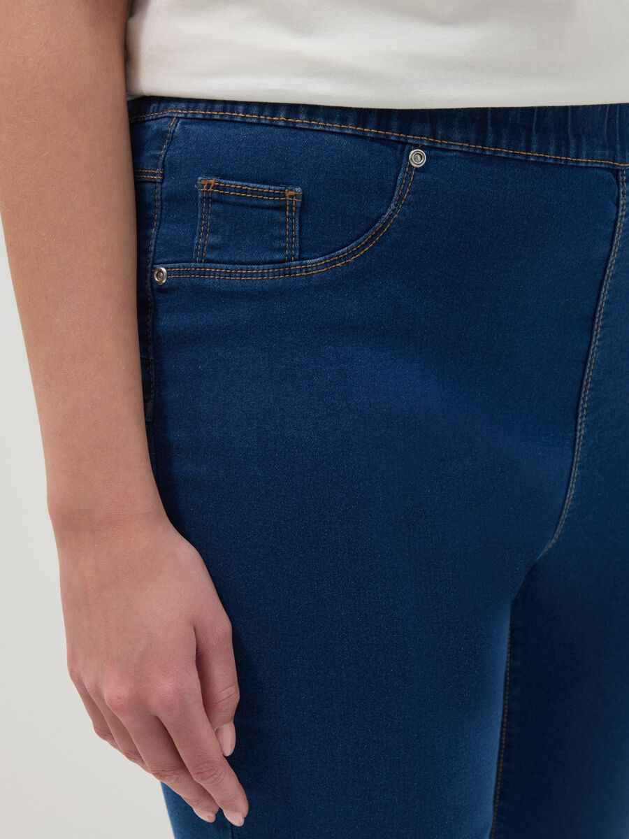 Blue Bootcut Trousers in Stretch Cotton Regular Fit_3