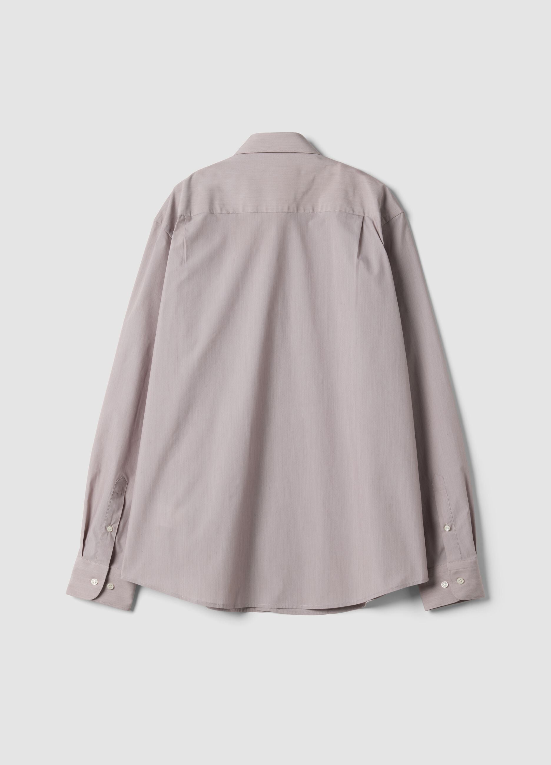 Grey poplin shirt in lyocell blend with easy-iron French collar