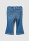 Blue denim jeggings in cotton blend flare fit for girls_1