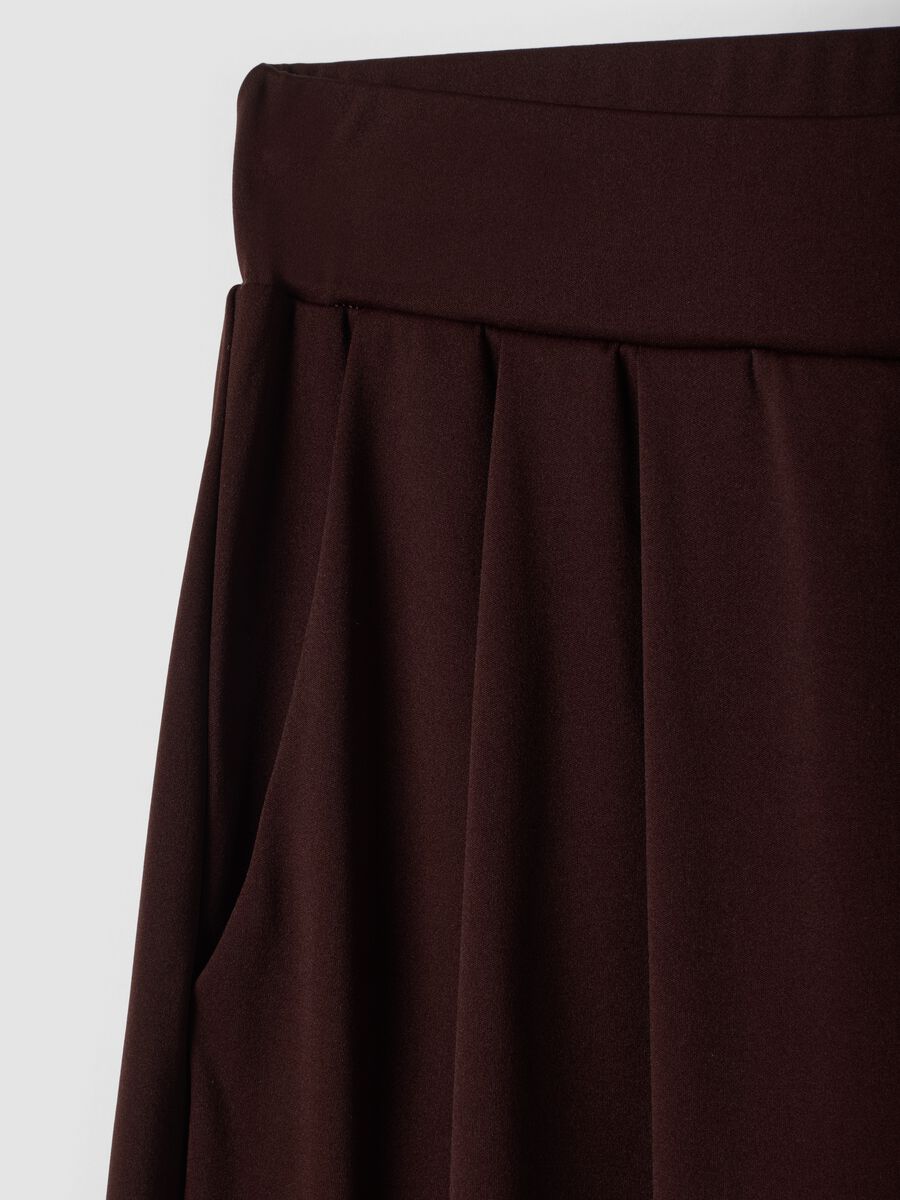 Brown wide-leg stretch-fabric trousers_6