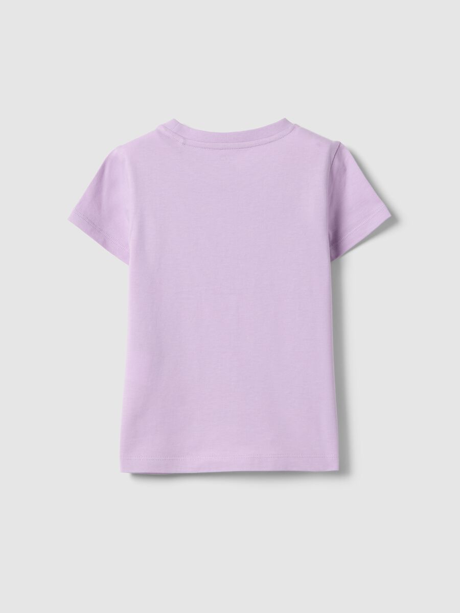 Girls' regular fit pure cotton violet T-shirt with print_1