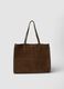 Brown genuine leather handbag with double handles_0