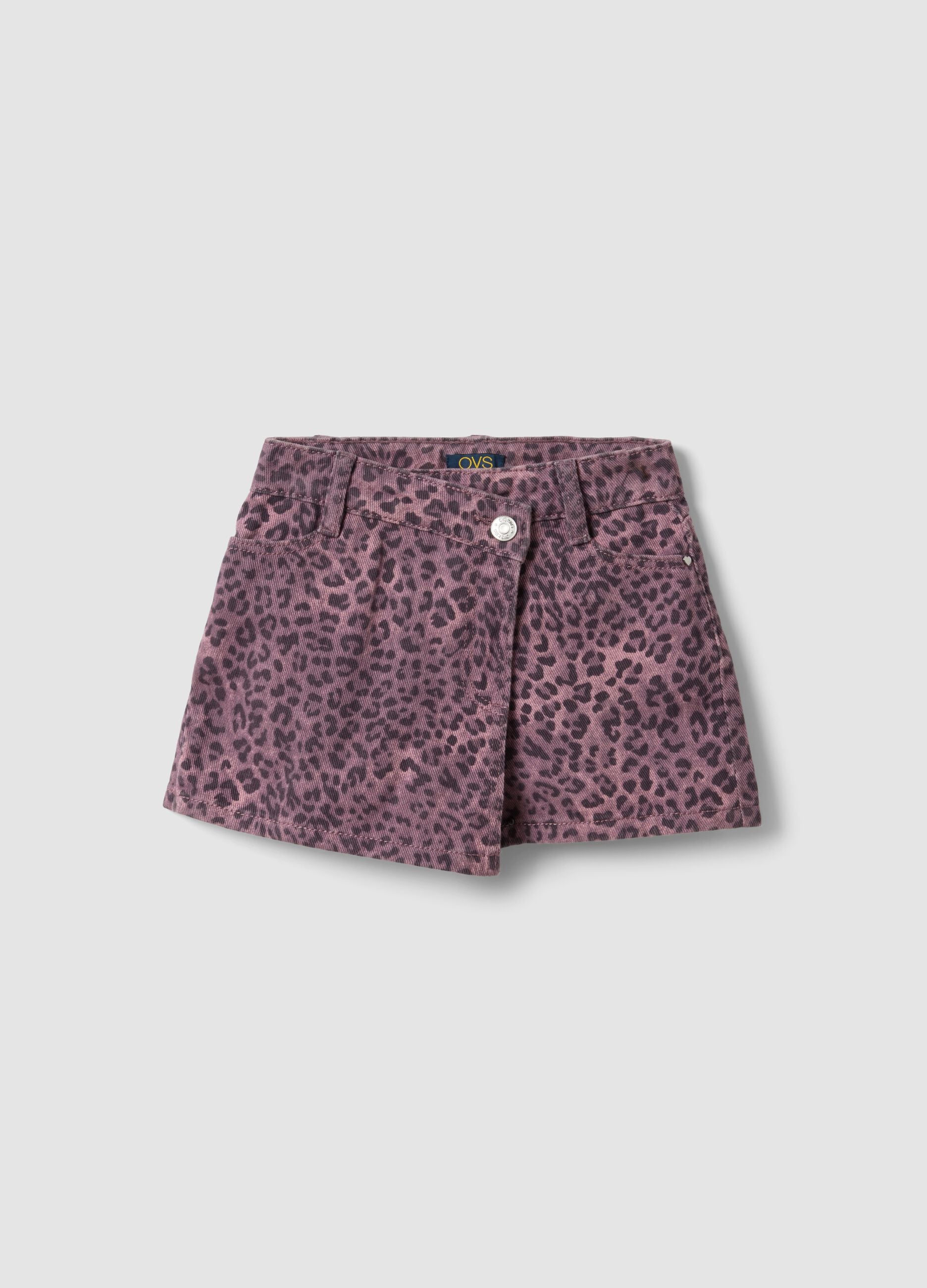 Ružičaste slim fit kratke hlače s animal printom od čistog pamuka za djevojčice