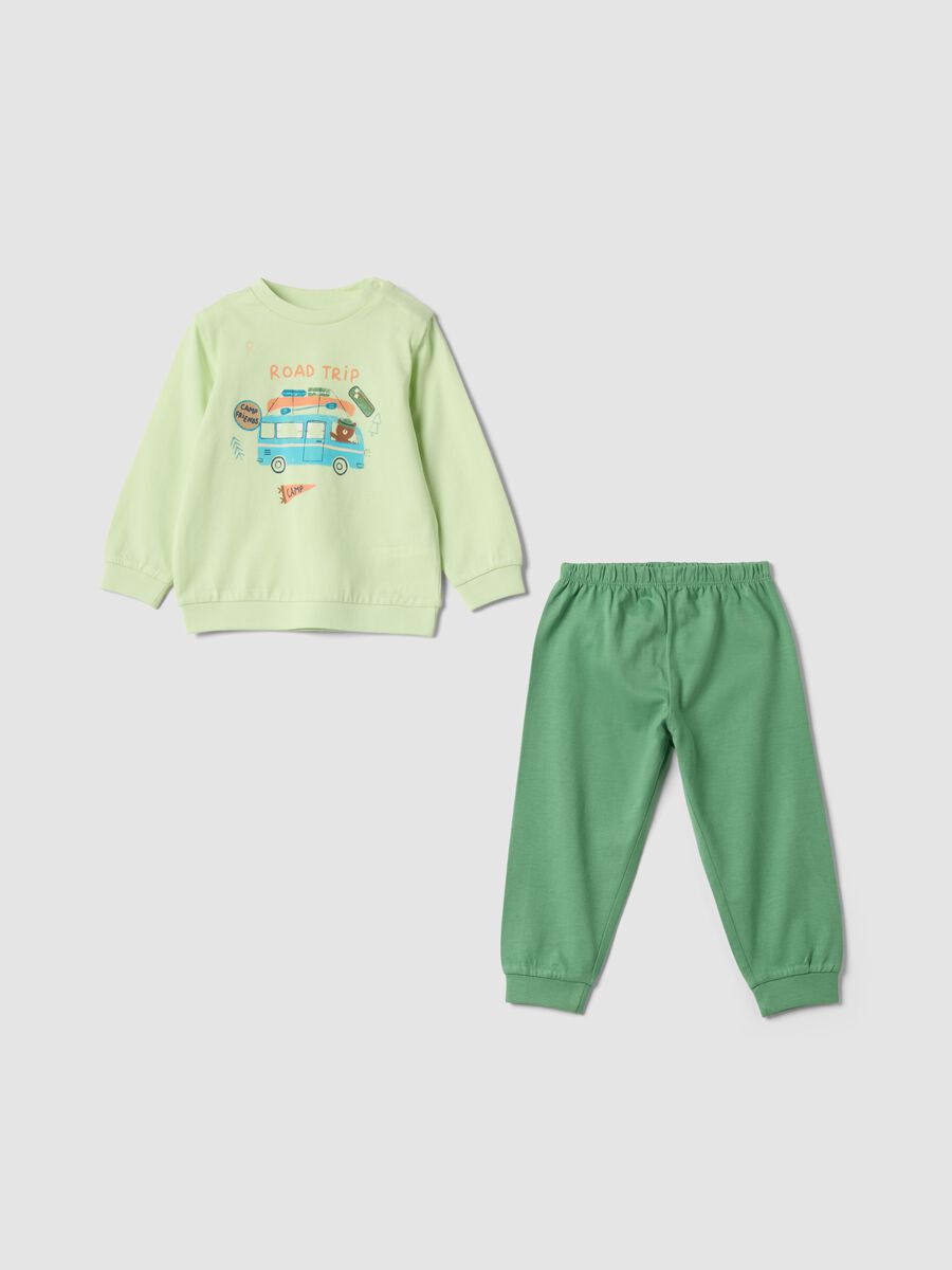 Newborn green pure cotton pyjamas with prints_0