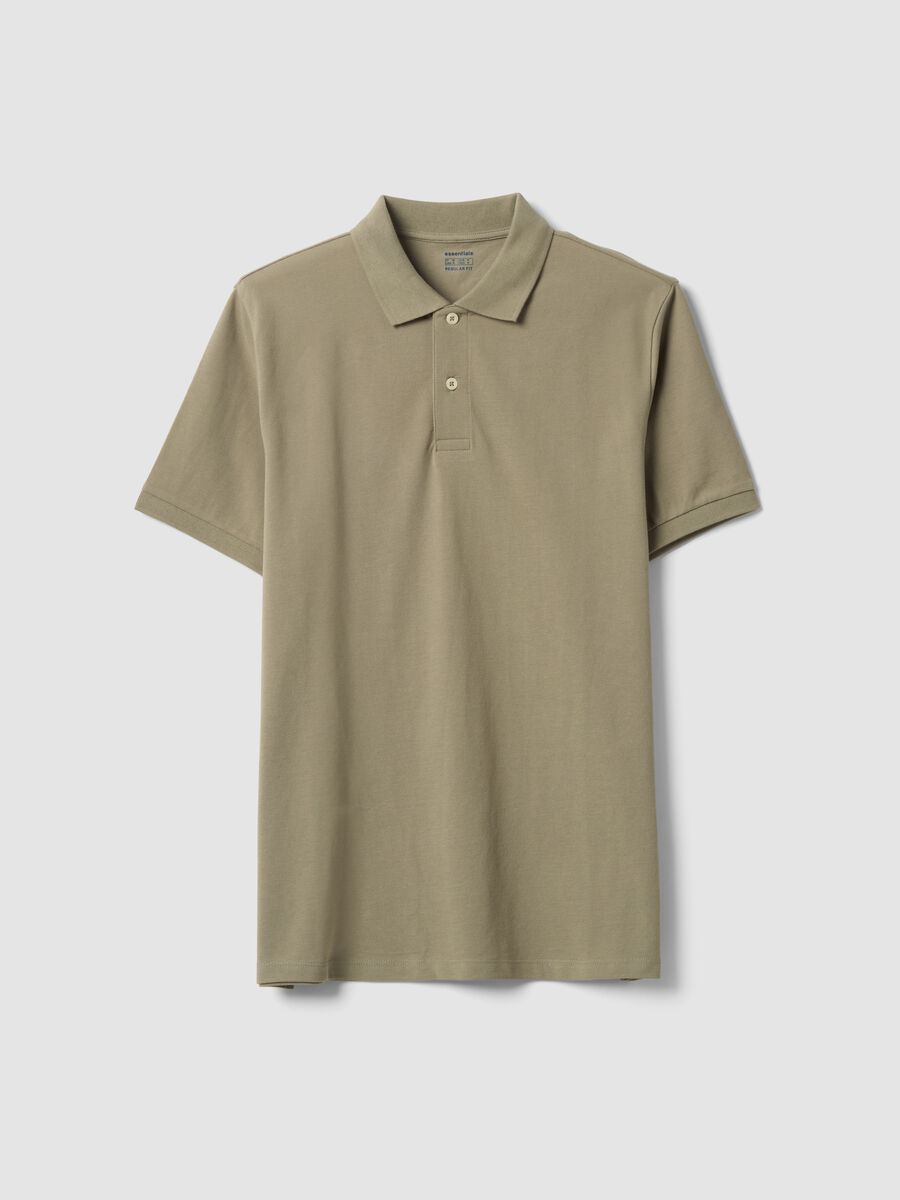 Green pure cotton piqu&eacute; polo shirt with classic collar, regular fit_4