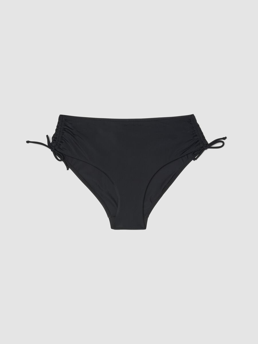 Schwarze, elastische Bikinihose mit Raffungen_4