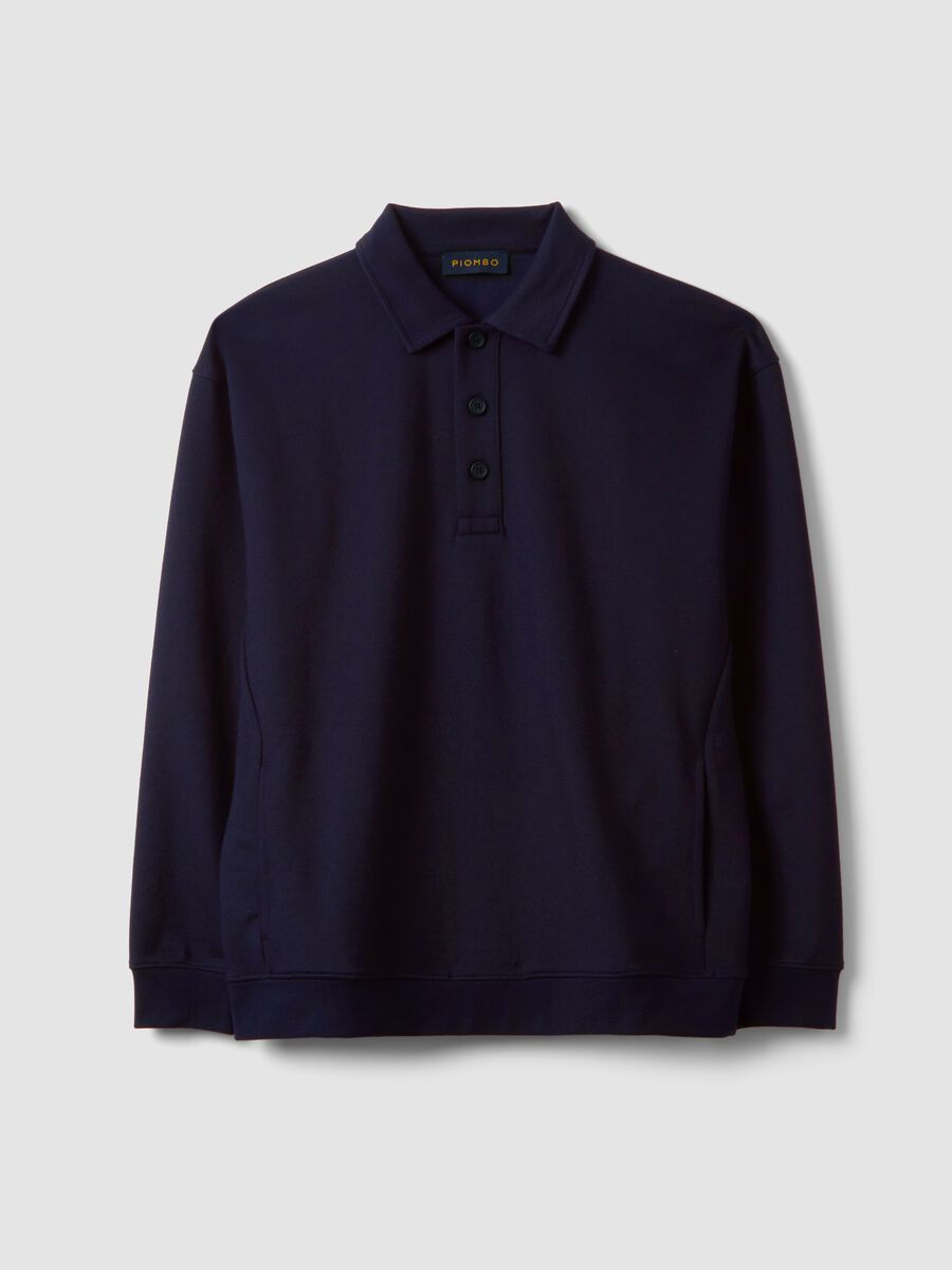 Navyblaues Sweatshirt aus Stretchmaterial mit Polokragen im Relaxed Fit_4