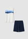 Kurzer blauer Kinderpyjama aus reiner Bio-Baumwolle, Regular Fit_0