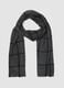 Dark Grey Checked Scarf with Fringes_0