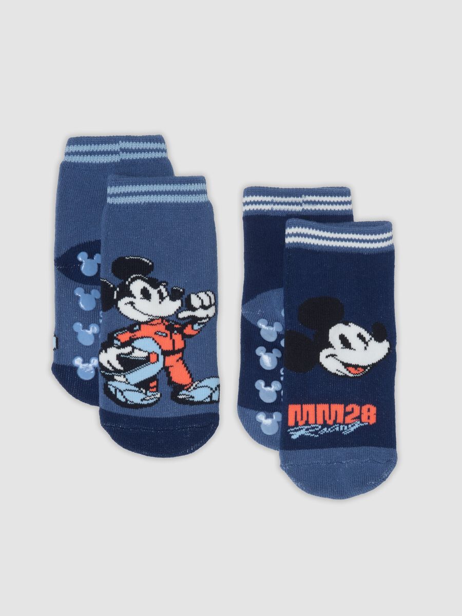 2-pack of blue Mickey-themed non-slip socks in stretch organic cotton_0