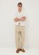 Beige linen-cotton blend trousers with an elasticated waist_0