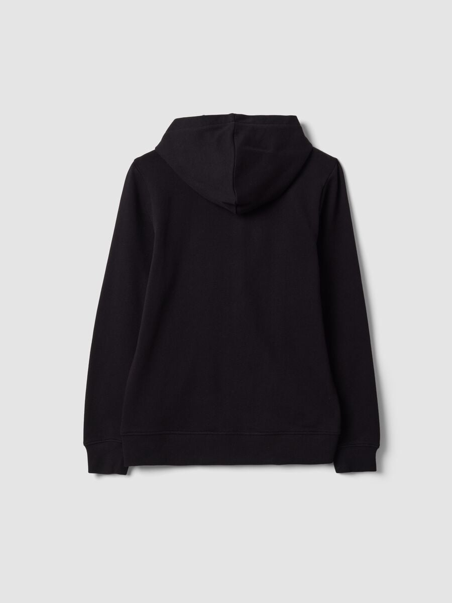 Black organic cotton hooded sweatshirt, regular fit, for boys_1