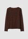 Brown slim-fit striped stretch viscose crew-neck T-shirt_6