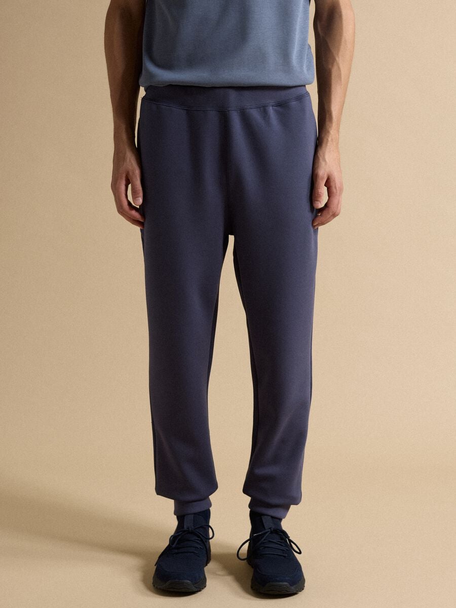 Jogger blu regular fit in tessuto elasticizzato Easy dry_1