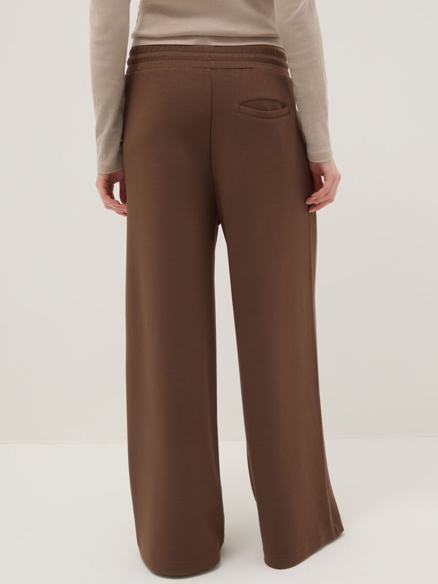 Brown wide leg trousers in stretchy modal blend_2