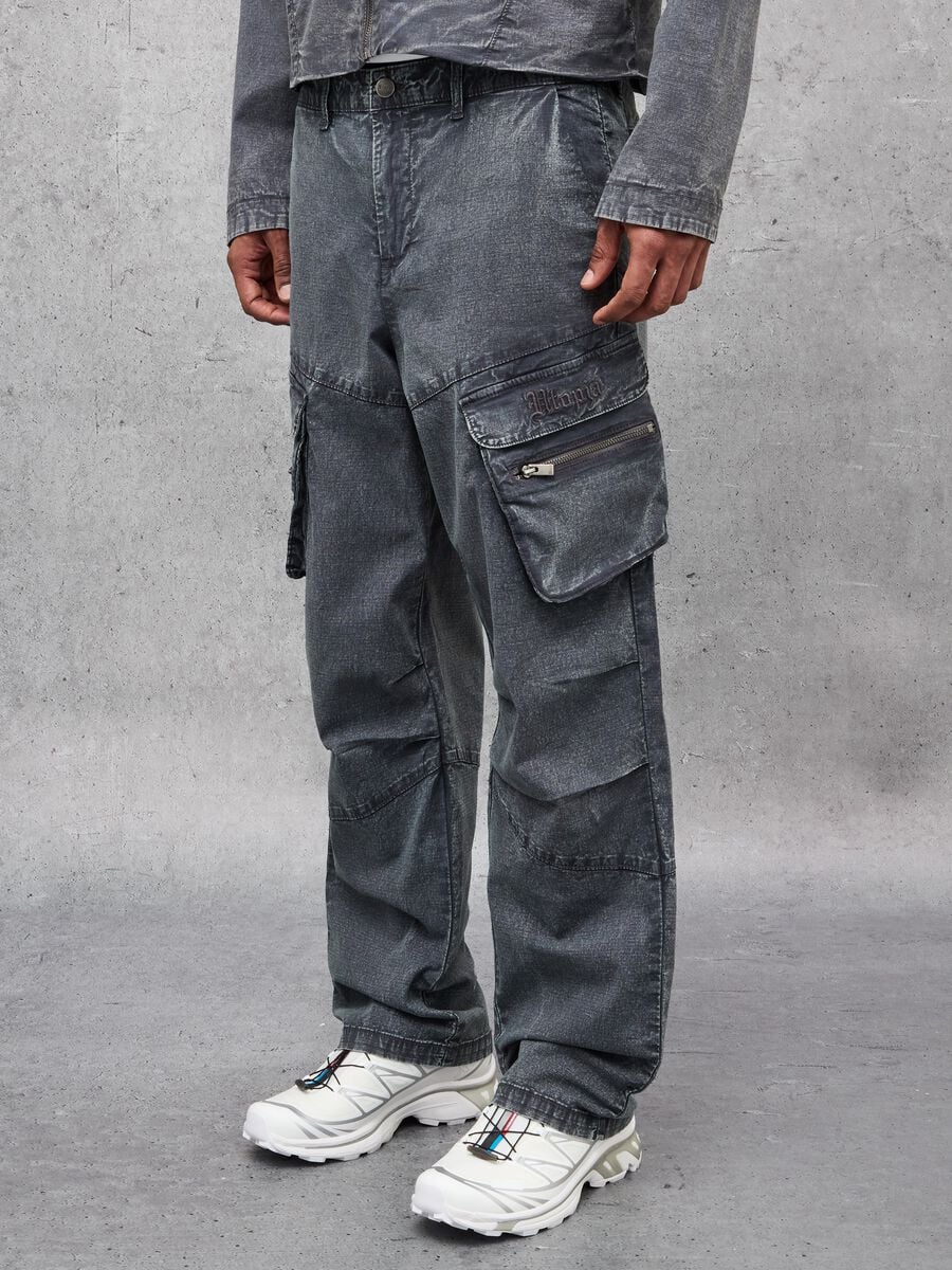 Washed Grey Cargo Trousers_2