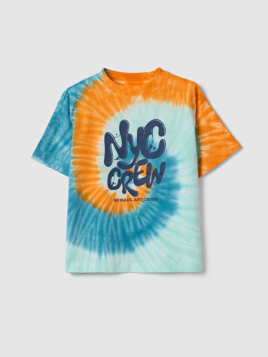 Kids' Oversize Fit Multicolour Tie-Dye Pure Cotton T-shirt_0