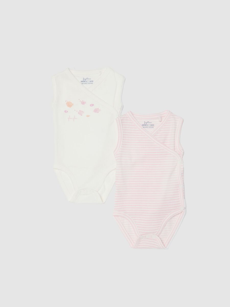 Conjunto de dois bodies multicolor de algod&atilde;o puro com ajuste regular para meninas_0