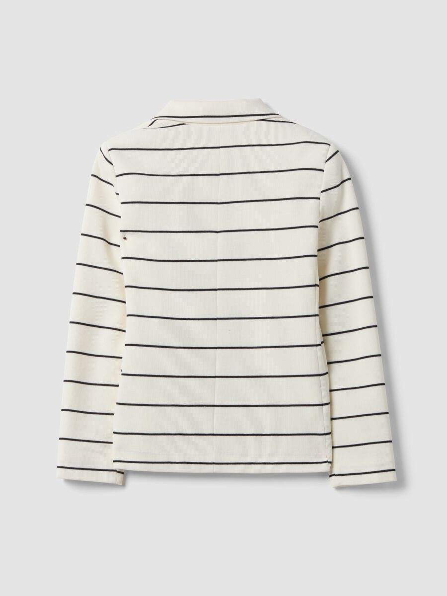 Weisser, gestreifter Regular-Fit Zweireiher-Blazer mit klassischem Revers_6