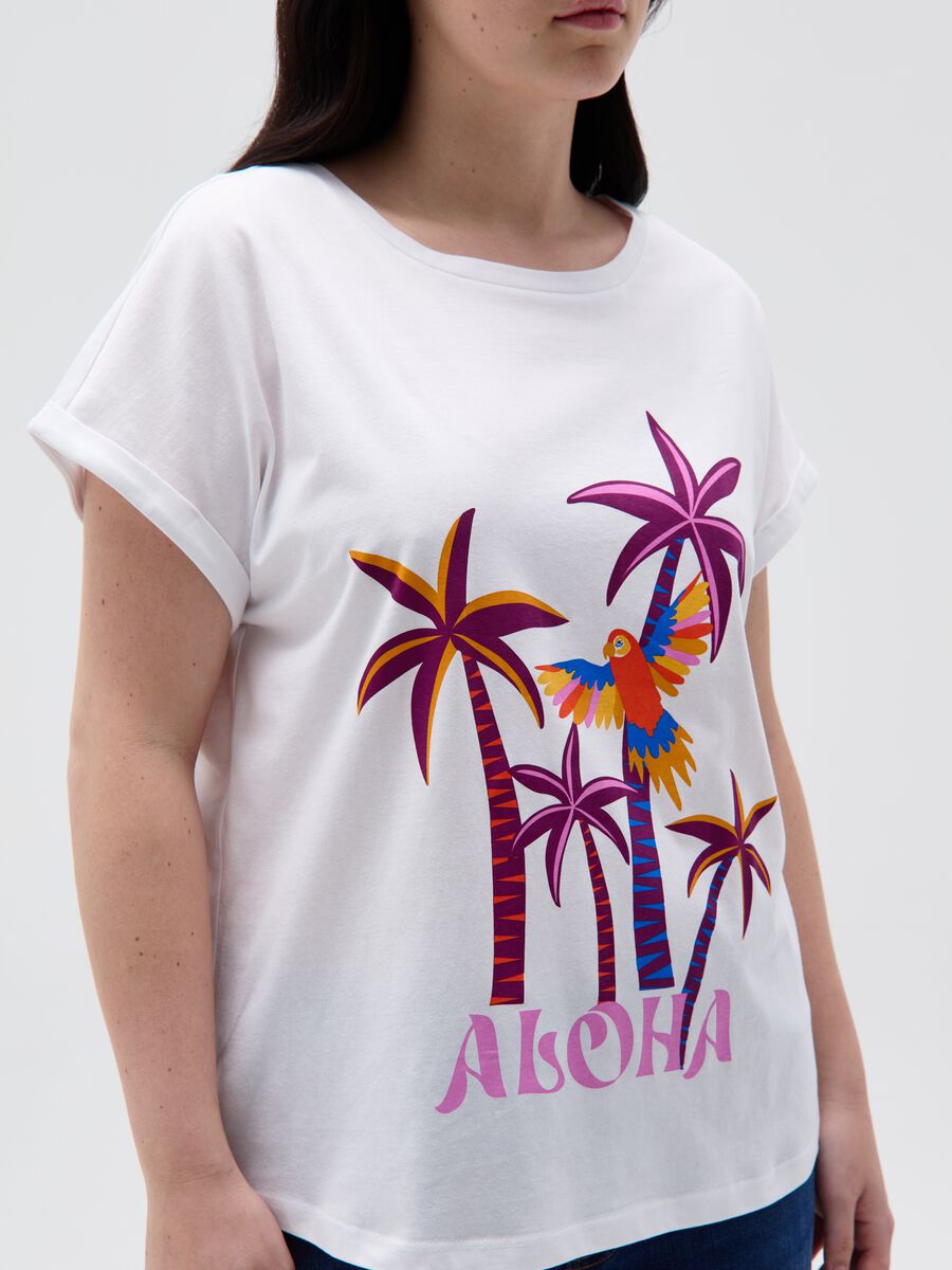 T-shirt con stampa tropicale Curvy_0