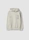 Light grey cotton-blend hoodie with botanical print_0