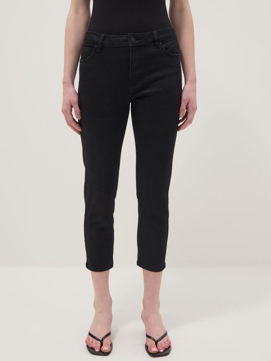 Black skinny jeans in stretch cotton and viscose_1