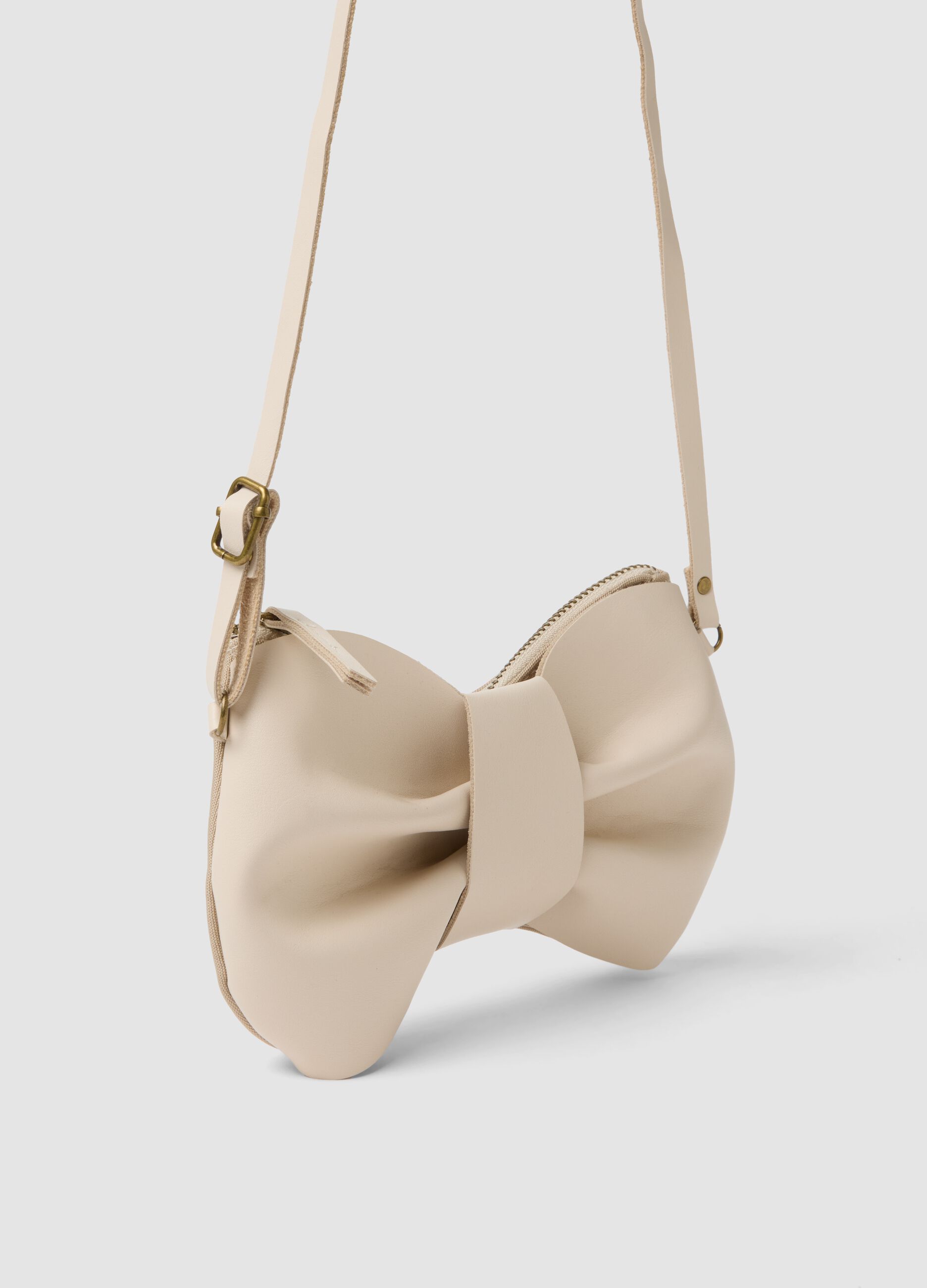 Beige crossbody bow bag for girls