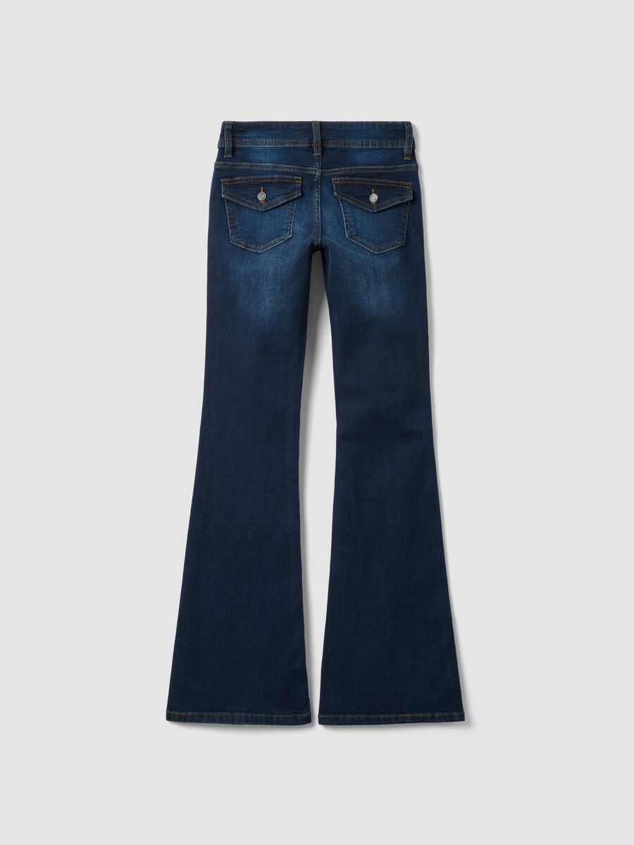 Blue stretch-cotton flare jeans_5