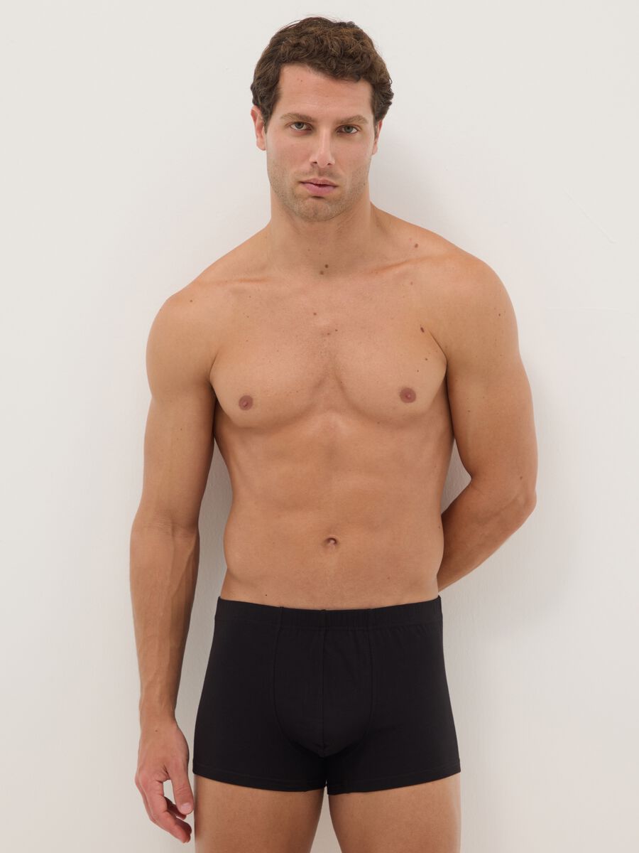 Multipack of black stretch cotton boxers with regular fit_0
