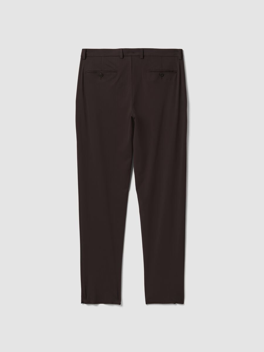 Brown slim-fit formal trousers in 4-way stretch fabric_2