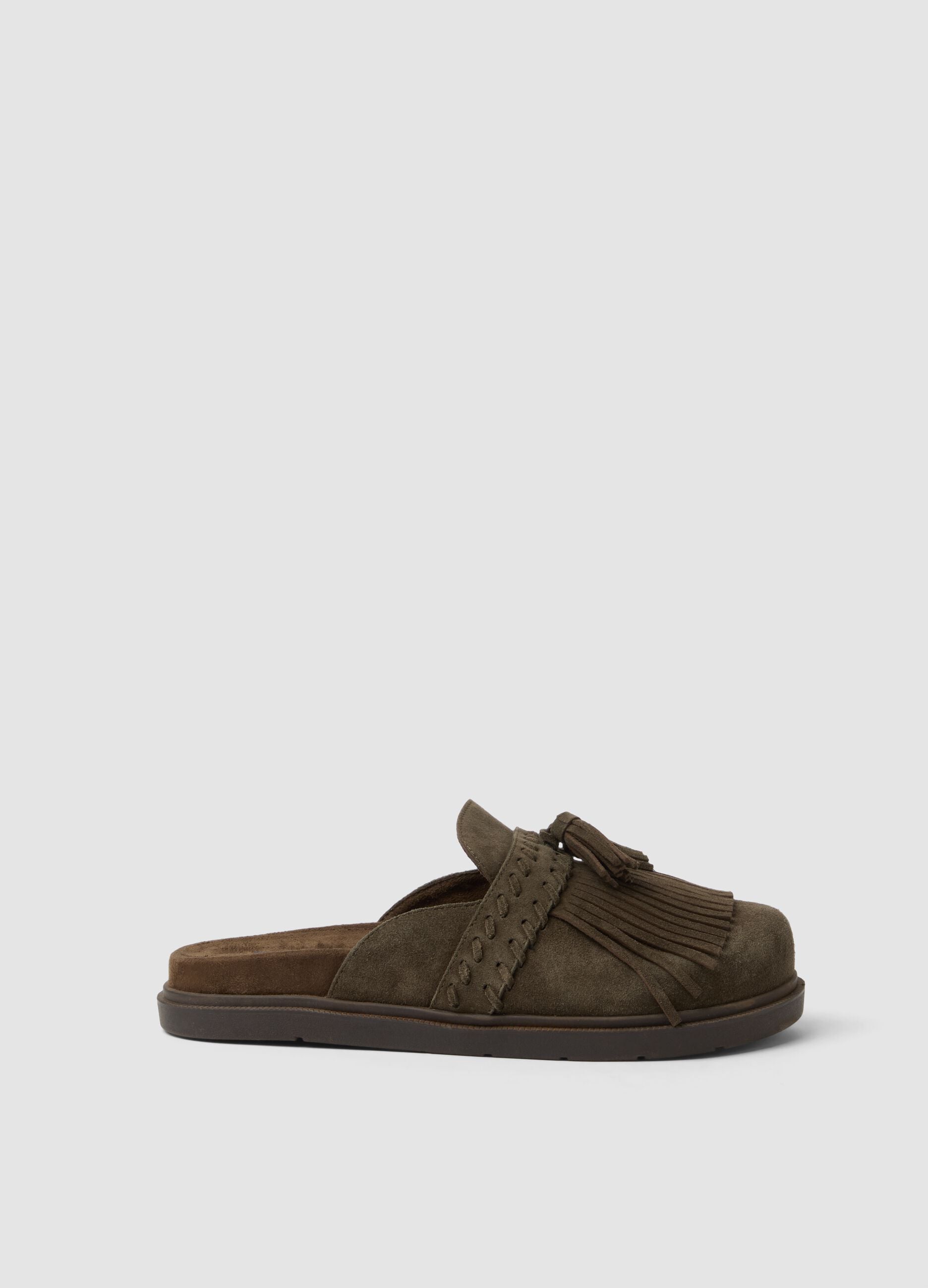 Braune Loafer aus echtem Leder mit Fransen