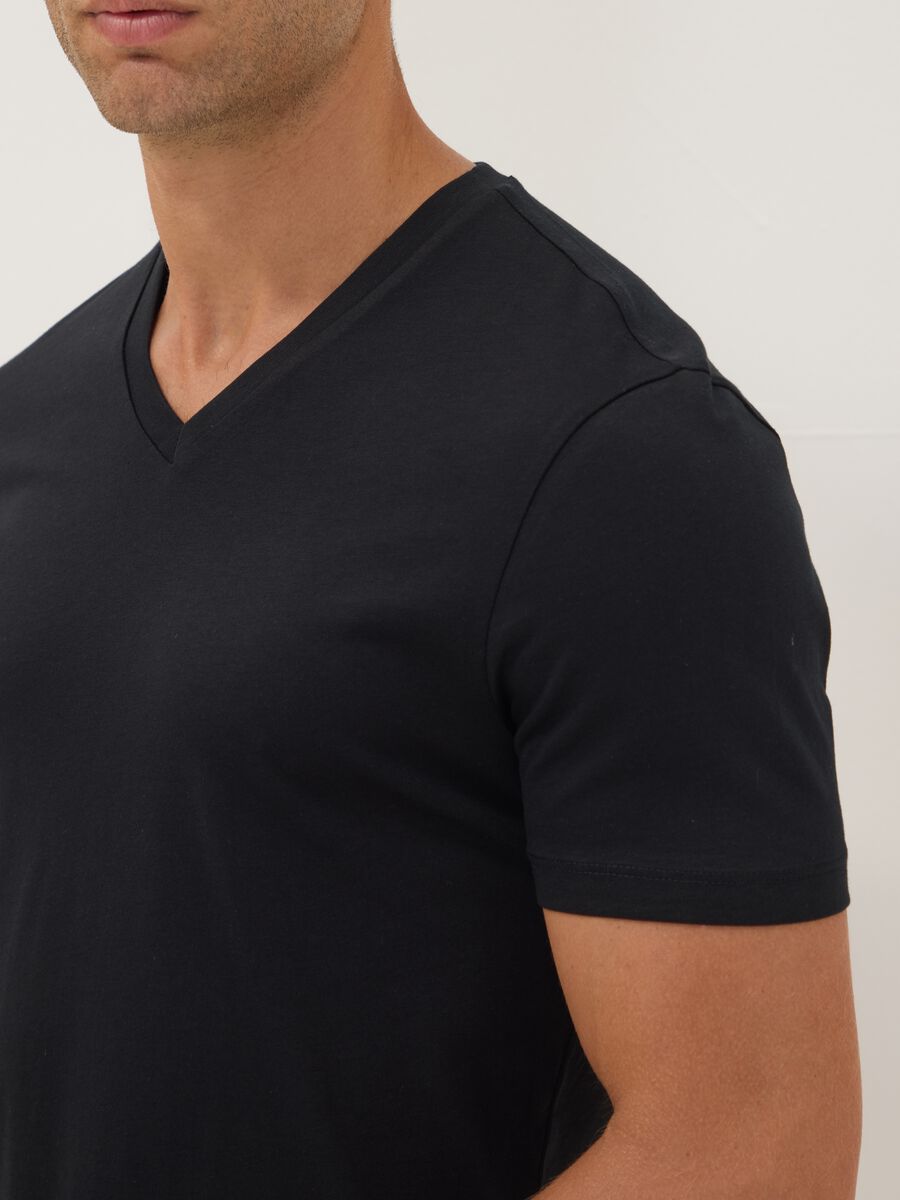 3er-Pack blaue T-Shirts aus Bio-Baumwolle mit V-Ausschnitt_2