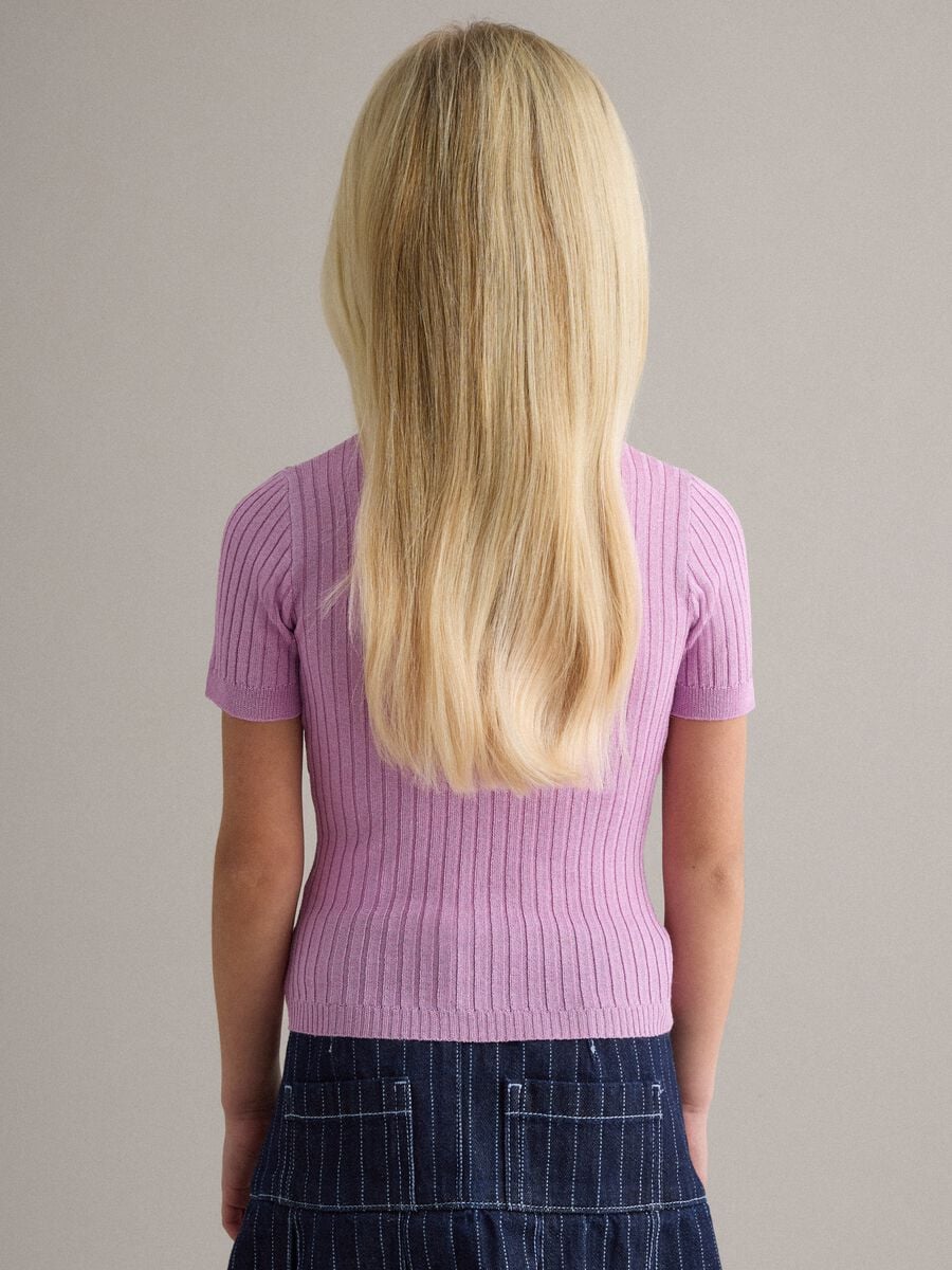 Girls' Regular Fit Purple Ribbed Viscose Blend Jumper_1