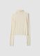 White stretch viscose top with mock neck, slim fit_0