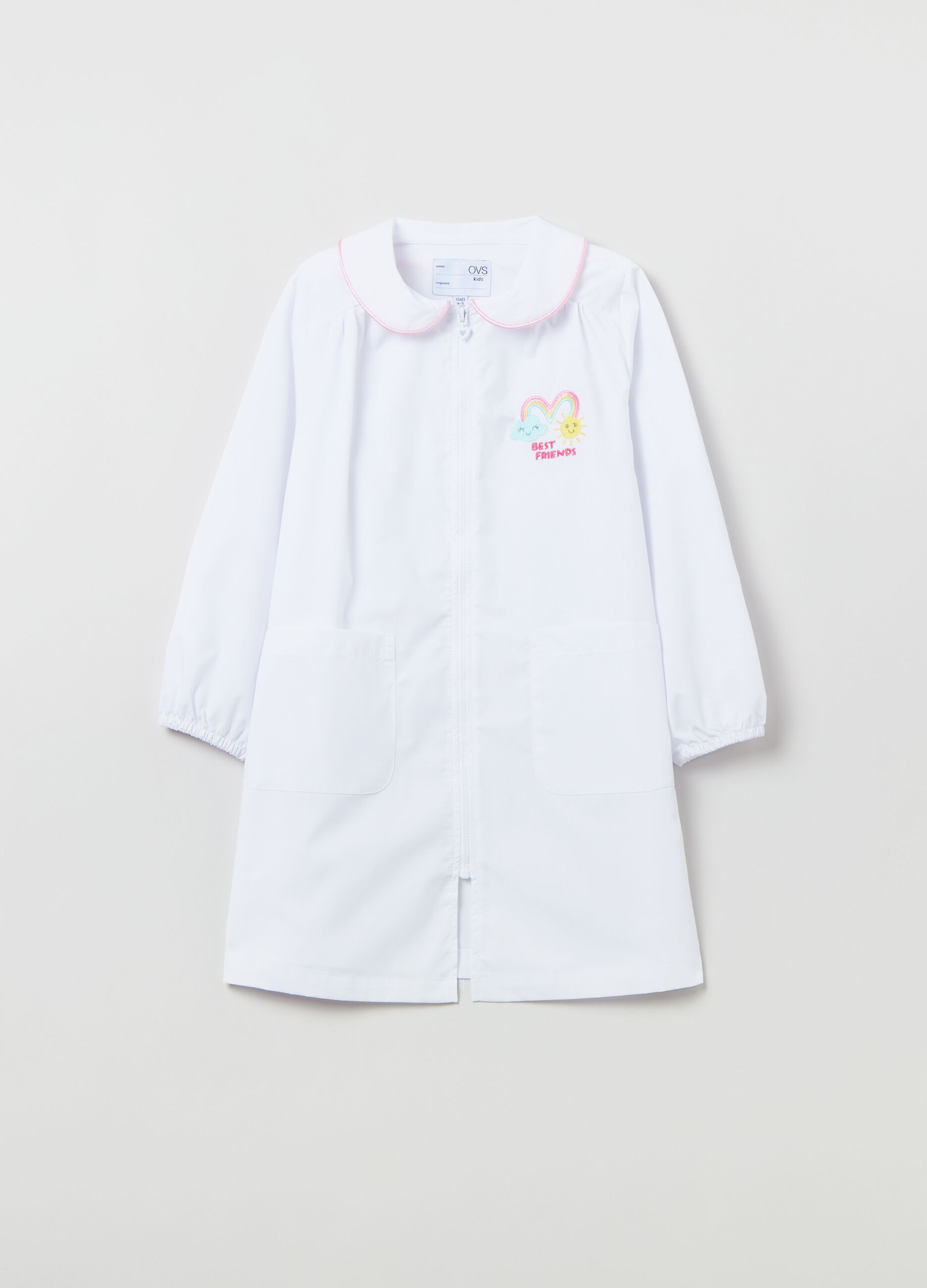 School smock with zip and embroidered rainbow_0