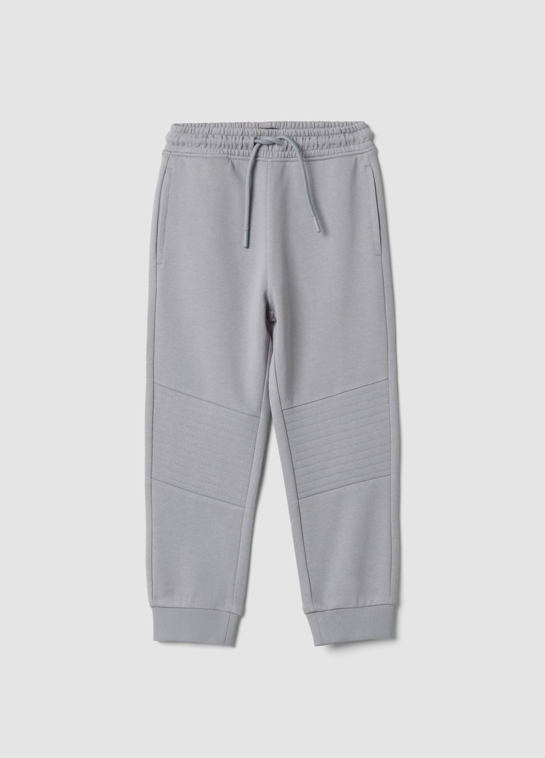 Pantaloni jogger grigi in puro cotone regular fit