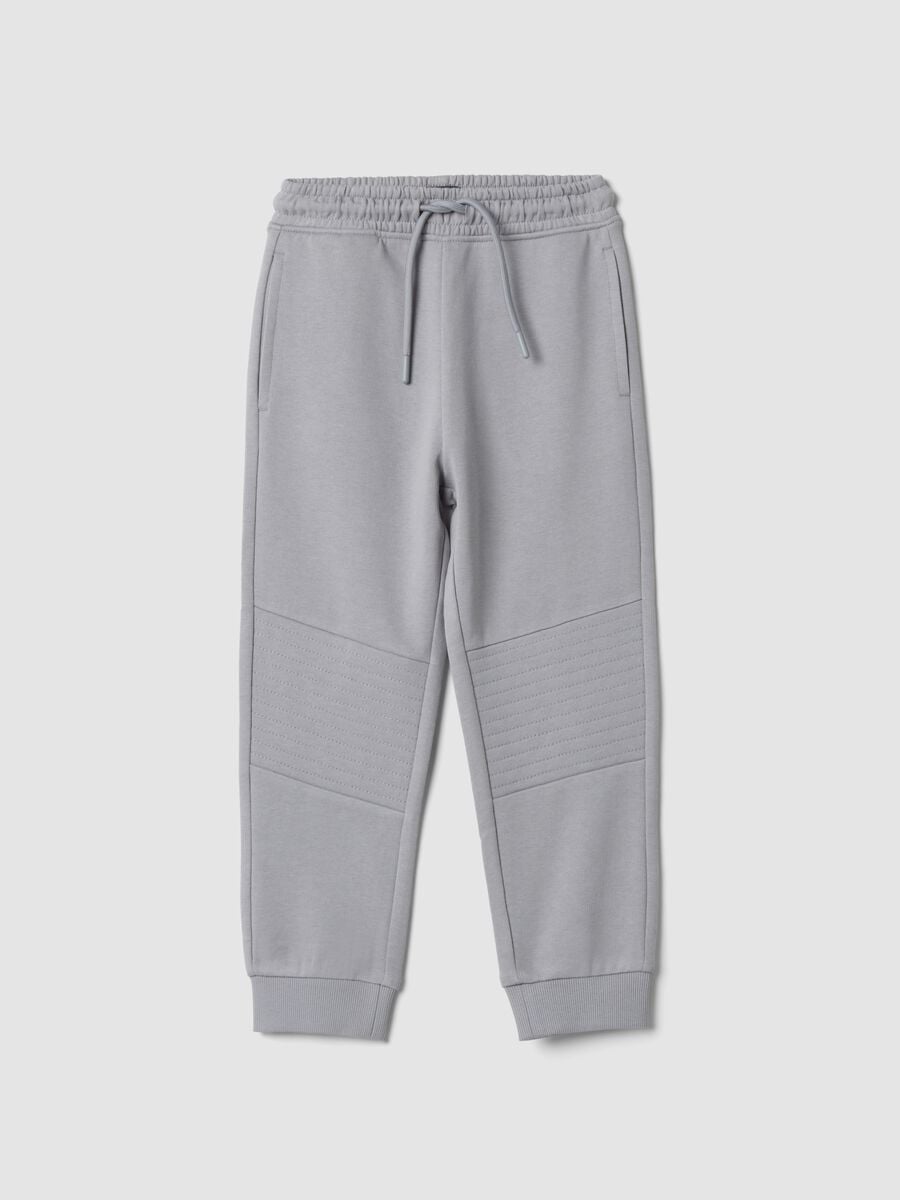 Pantaloni jogger grigi in puro cotone regular fit_0