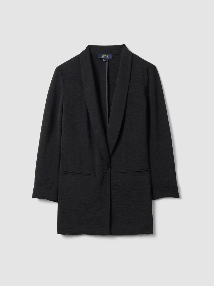 Black buttonless blazer, regular fit_4