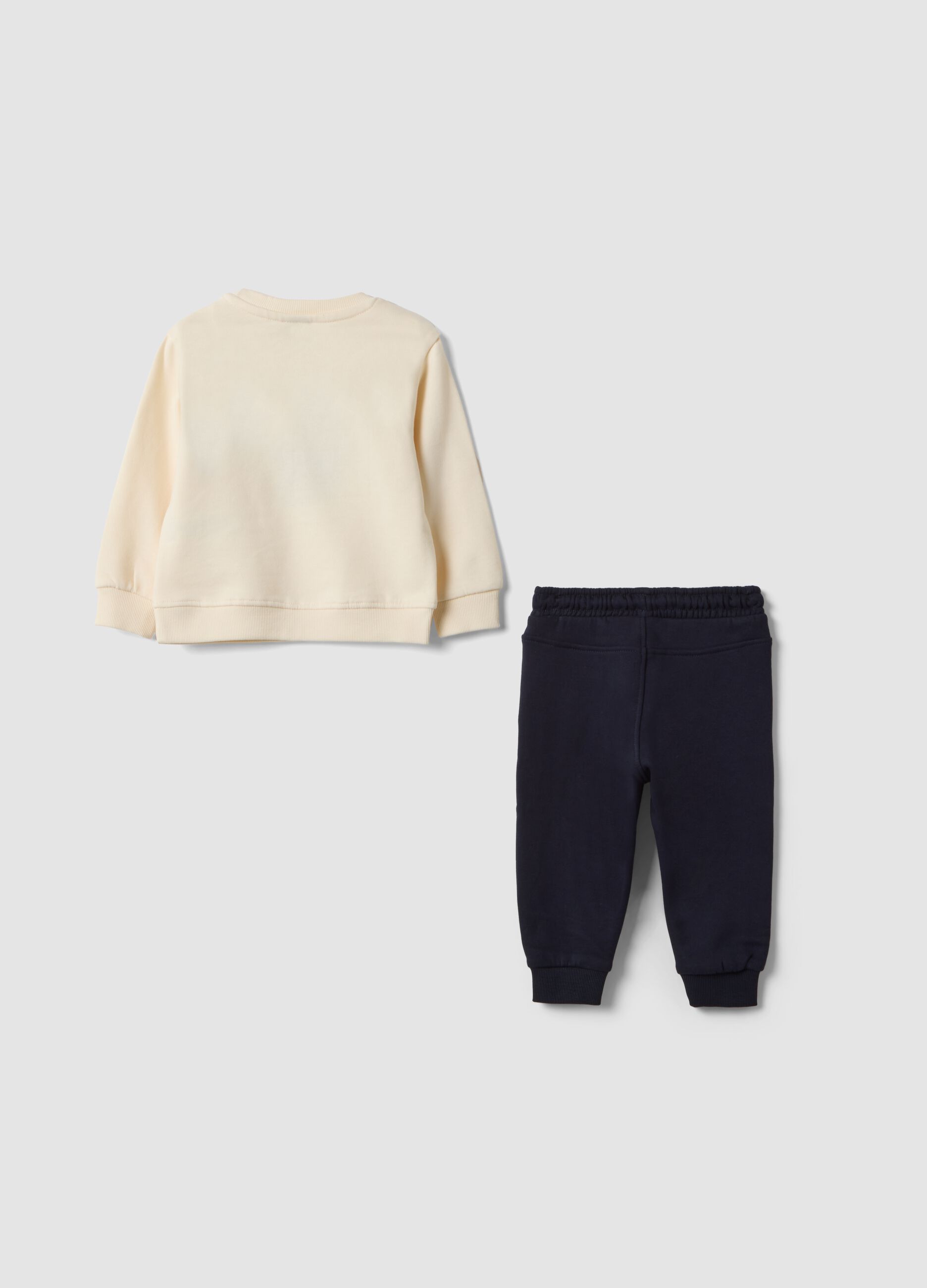 Completo jogging beige in puro cotone con girocollo regular fit