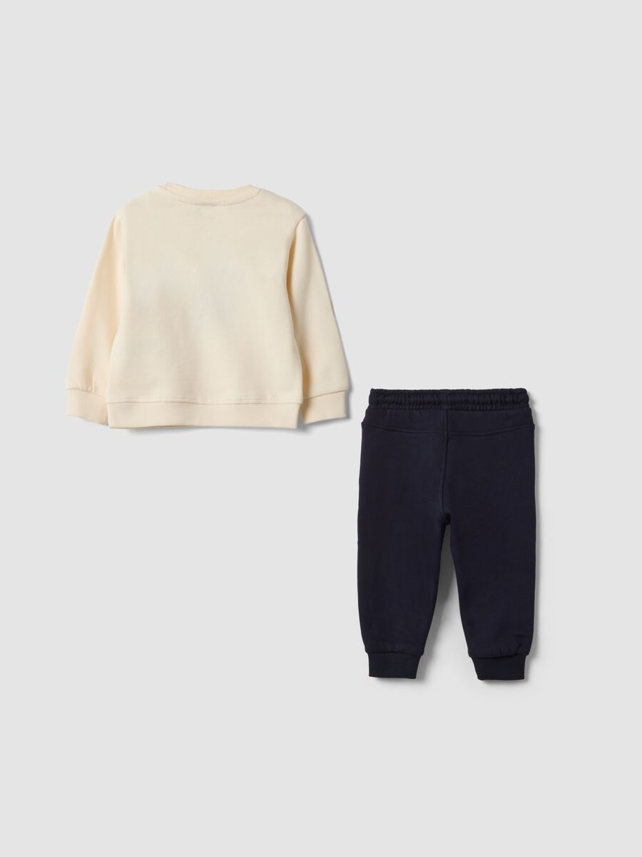 Completo jogging beige in puro cotone con girocollo regular fit_1