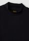 T-shirt nera in puro cotone con collo rialzato strutturato_1