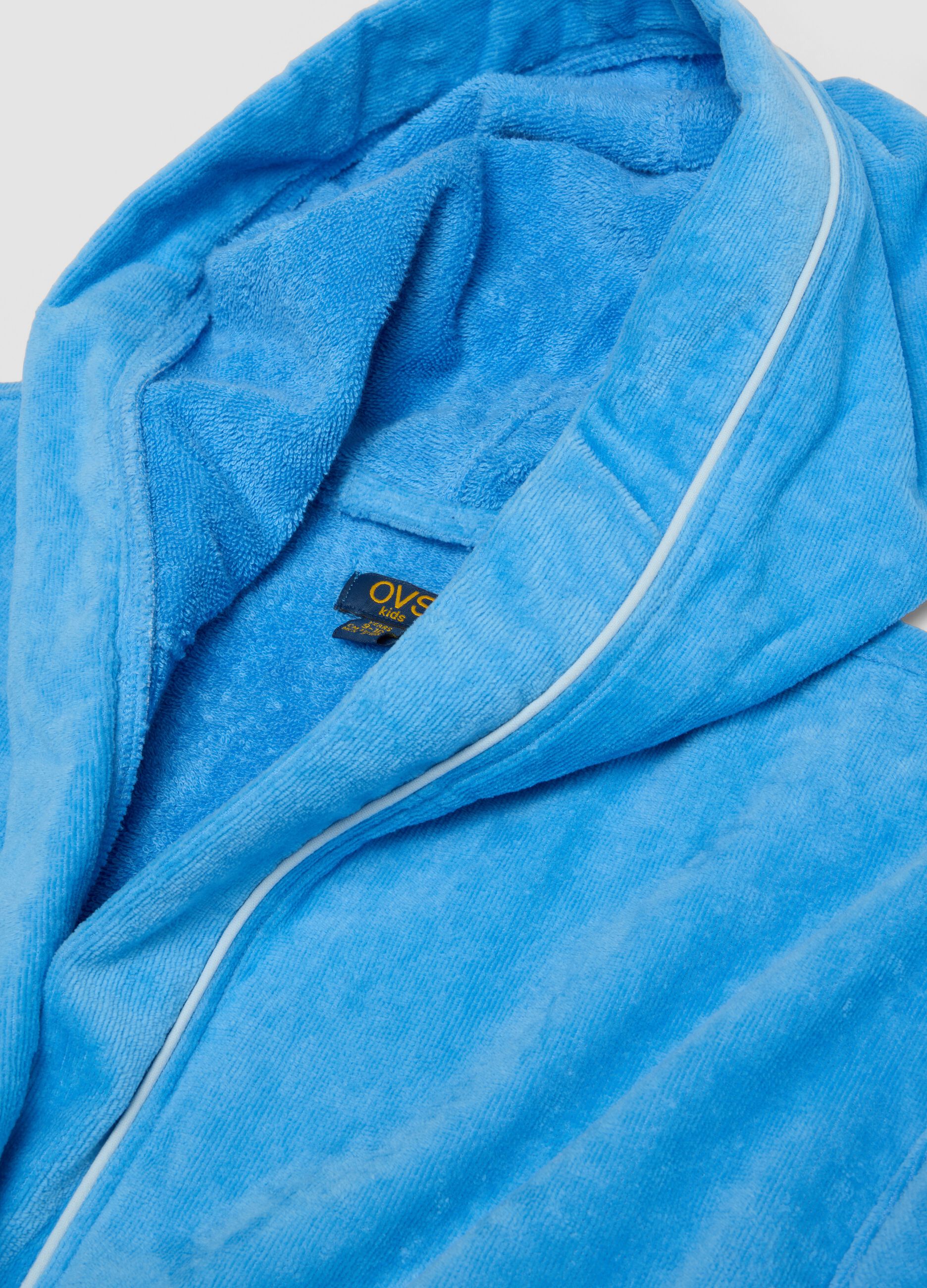 Blue organic cotton hooded bathrobe for boys