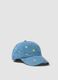 Blue denim pure cotton girl's hat with embroidery_0