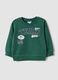 Felpa verde in puro cotone con girocollo e stampa per bimbo regular fit_0