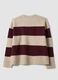Beiger, gestreifter Crew-Neck-Pullover aus Stretchwolle_6
