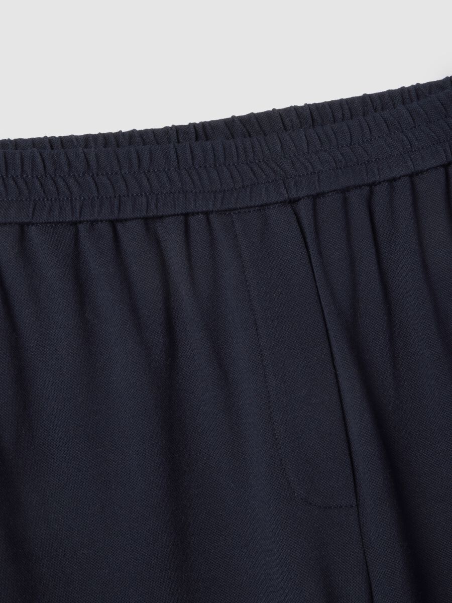 Blue stretch cotton trousers with regular fit_1