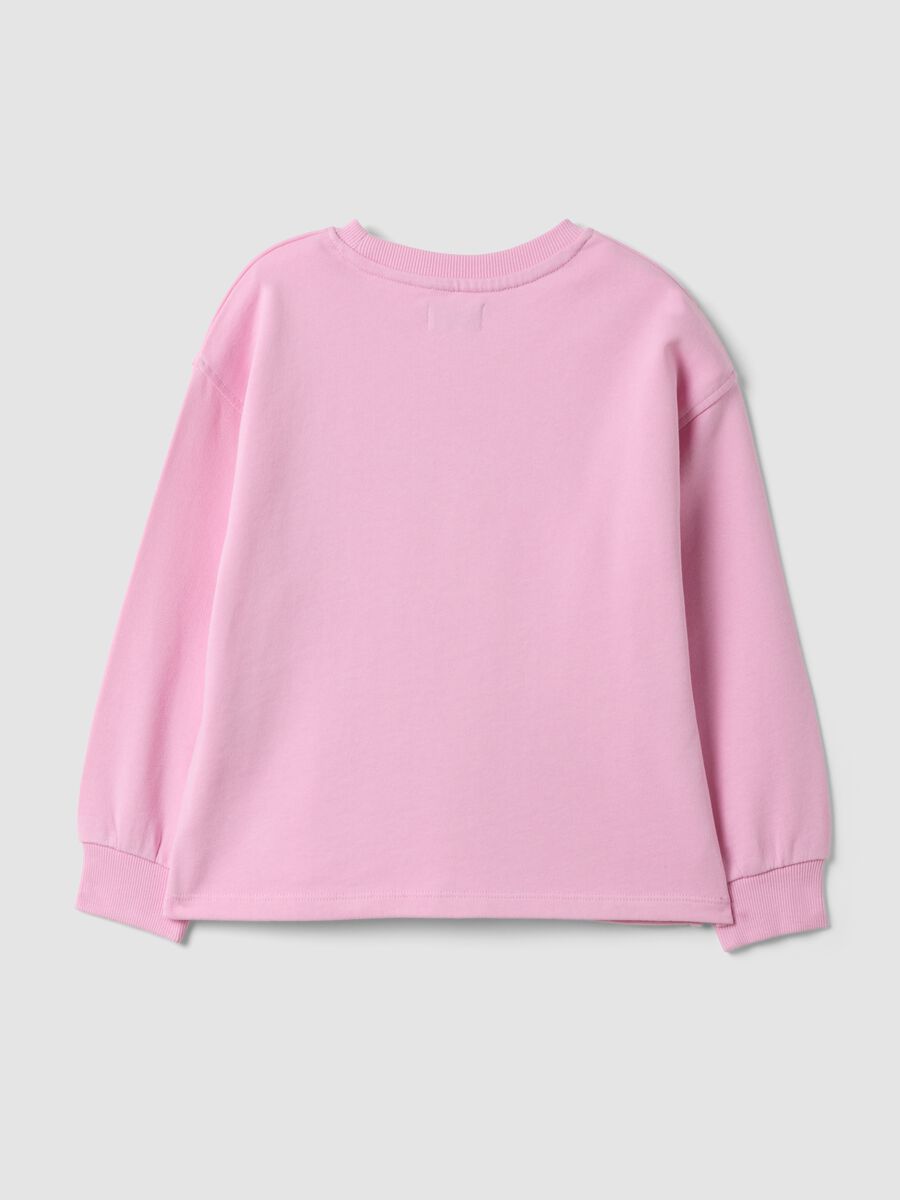 Pink pure cotton crew-neck sweatshirt with heart print for girls_1