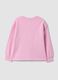 Pink pure cotton crew-neck sweatshirt with heart print for girls_1