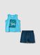 Blue pure cotton set with top and shorts_0