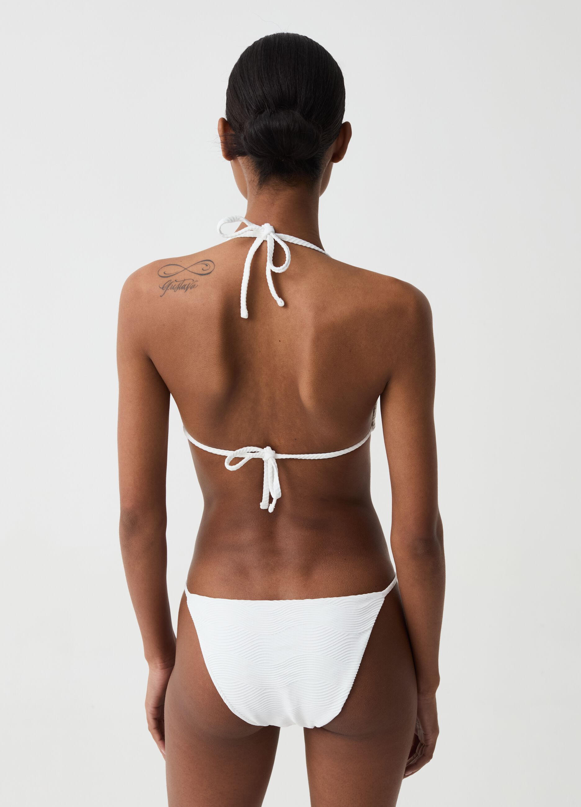 Triangle bikini top with jacquard design